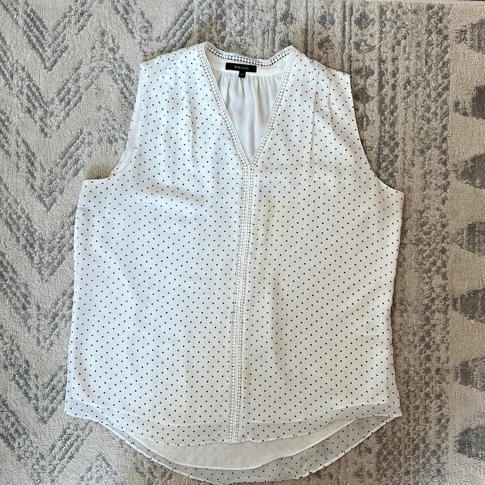 White with black polka dots silky tank top